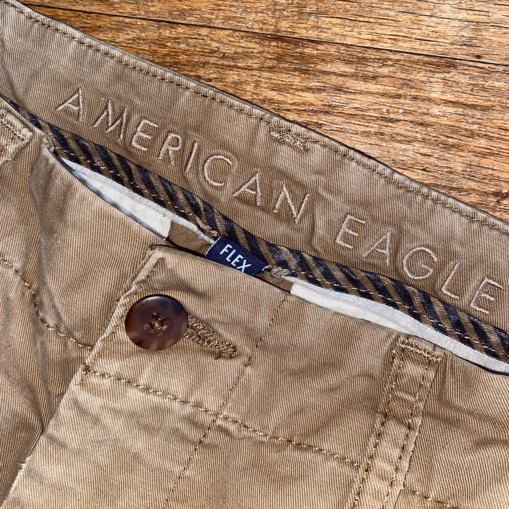 American Eagle Flex Khaki Pants Men's 30x32 Original Straight Beige Chinos - Picture 3 of 8
